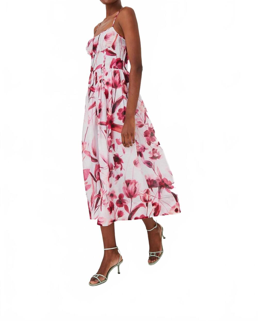 NEW CARA CARA alba midi dress in petal sketch light blue